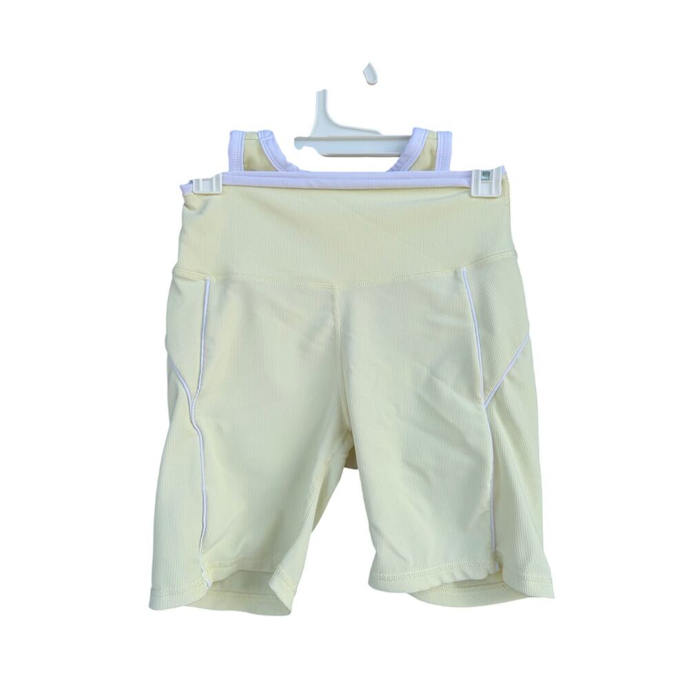 Wilo the Label Women's Ribbed Piper Bra & Short Set Lemon M - Picture 3 of 10